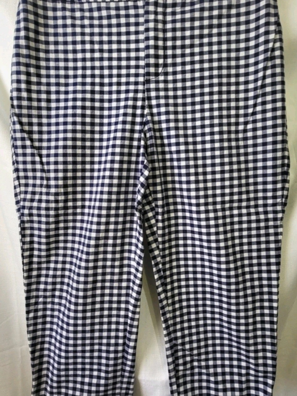 Coldwater Creek Women’s Navy White Gingham Check Cropped Pants Capri Sz 8